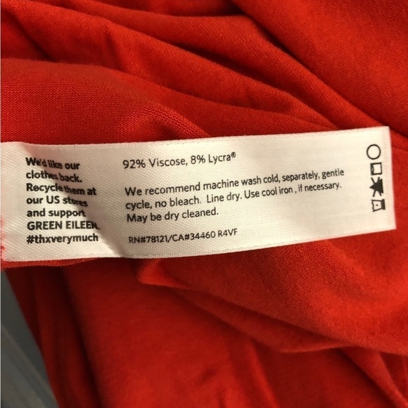EILEEN FISHER - Deep Orange Boat Neck Long Sleeve Viscose Blend Top - Size Small - Picture 5 of 6
